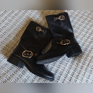 Vince Camuto Wilan Black Leather Boots Size 8